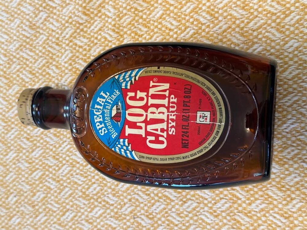 1976 Log Cabin Syrup Bicentennial commemorative bottle/flask.